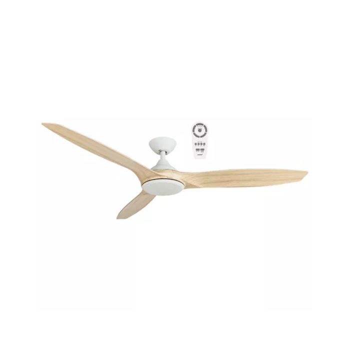 Newport 56" Ceiling Fan with CCT LED Light In White with Oak Blade MNF1433WOR