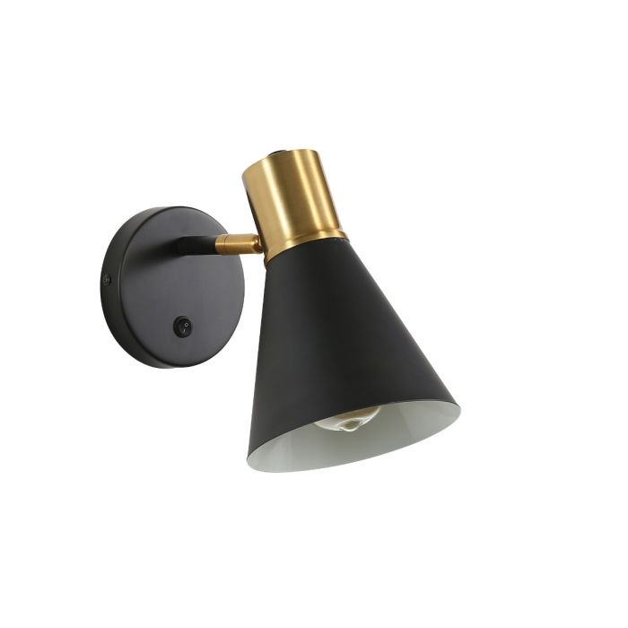 NORBERT WALL LIGHT w/ SWITCH BK/SATIN BRASS OL56213SB