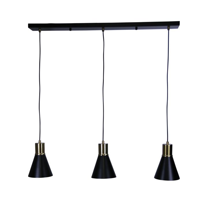 COMO 3 LIGHT ANTIQUE BRASS & BLACK PENDANT - OL67513AB