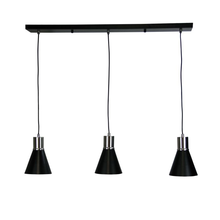 COMO 3 LIGHT BRUSHED CHR & BLACK PENDANT - OL67513BC