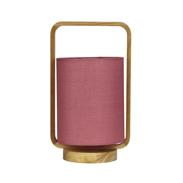 LUCIA TABLE LAMP WOOD / BLUSH SHADE - OL93611PK