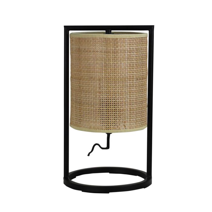 MANDALAY RATTAN CANE & BLACK TABLE LAMP - OL97831