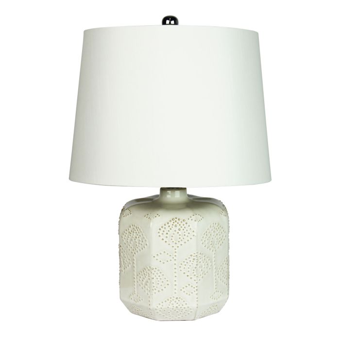 BIKKI WHITE CERAMIC COMPLETE TABLE LAMP w/HARP - OL97971WH