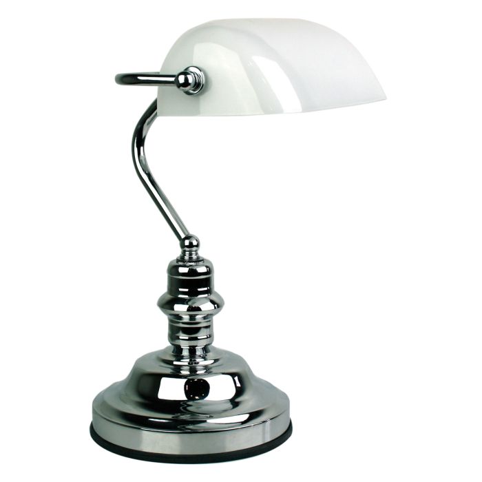 BANKERS LAMP TOUCH CHROME / GLOSS OPAL ON-OFF - OL99458CH