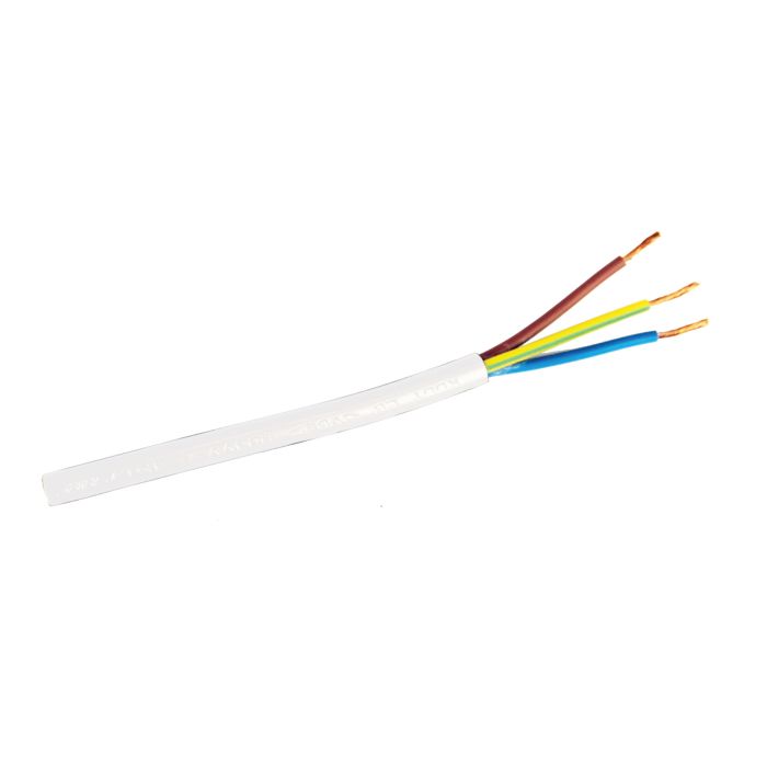 CABLE WHITE 3-CORE PVC ROUND per METRE - OLA03/13WH