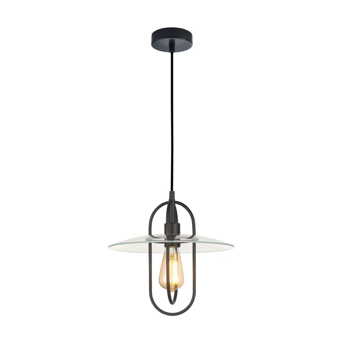 PAPILLON Oblong Iron with Glass Coolie Pendant Lights PAPILLON1