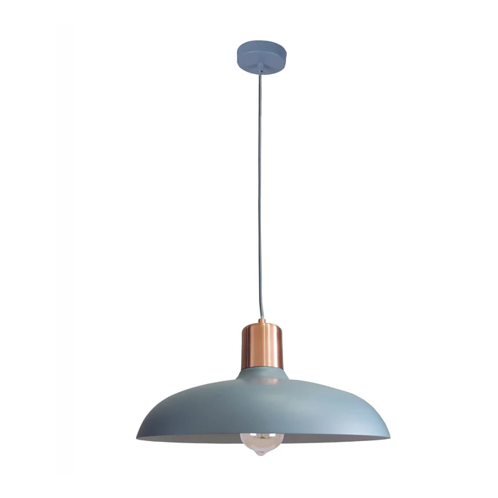 PENDANT ES 40W HAL Matte Blue DOME with Copper Lampholder Cover PASTEL13A Cla Lighting