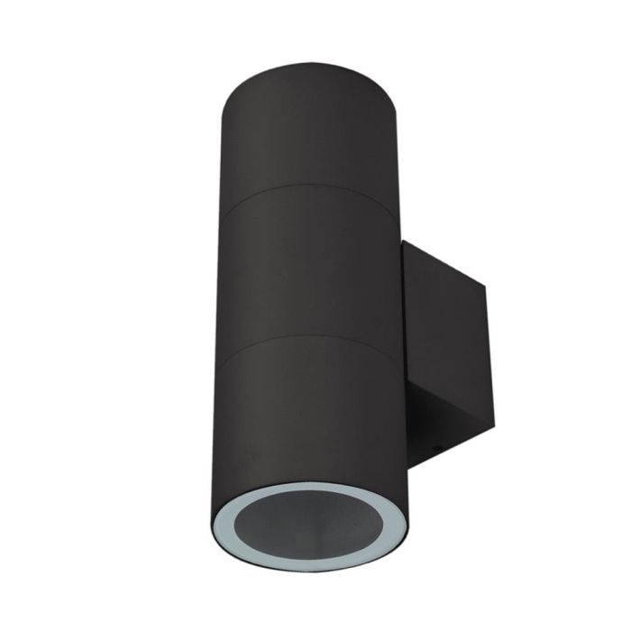 Piper 240V E27 Up/Down Round Wall Pillar Light Black - 49210	