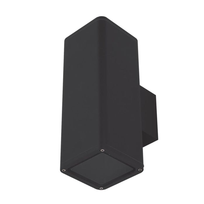 Piper 240V E27 Up/Down Square Wall Pillar Light Black - 49226	