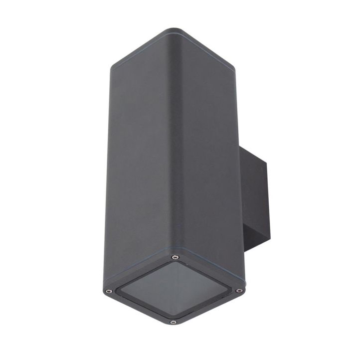 Piper 240V E27 Up/Down Square Wall Pillar Light Dark Grey - 49230	