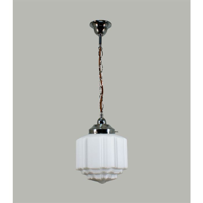 1 Light Chain & Cloth Cord Suspension - 8" St Kilda / Chrome