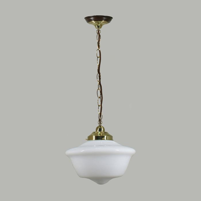 Standard Plate with Chain & Cloth Cord Suspension - Polished Brass / Schoolhouse Victorian 12"