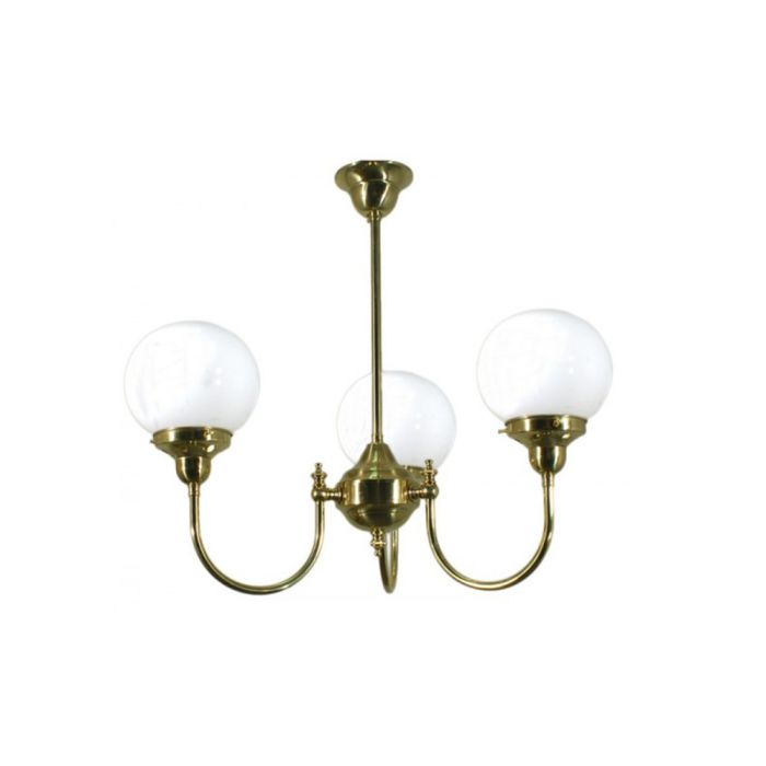 Luke 3 Light Rod Pendant – 6" Opal Sphere / Polished Brass