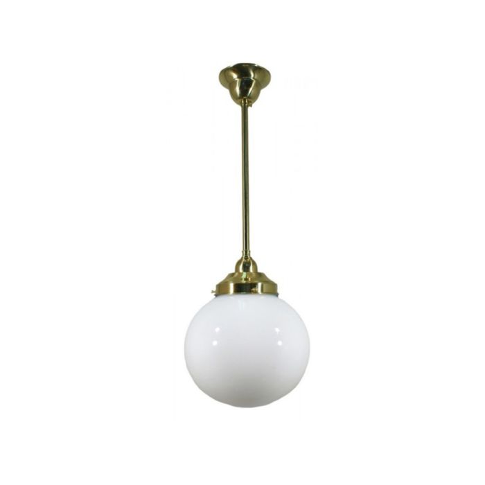 Standard 1/2" Rod Set Pendant - 8" Opal Sphere / Polished Brass