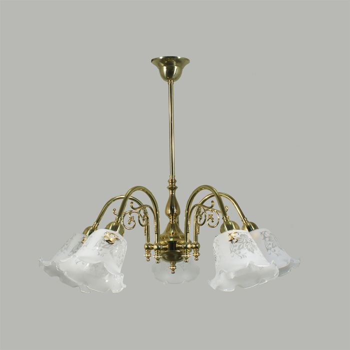 Victoriana 5 Light Rod Pendant – Polished Brass / 5008 Etched