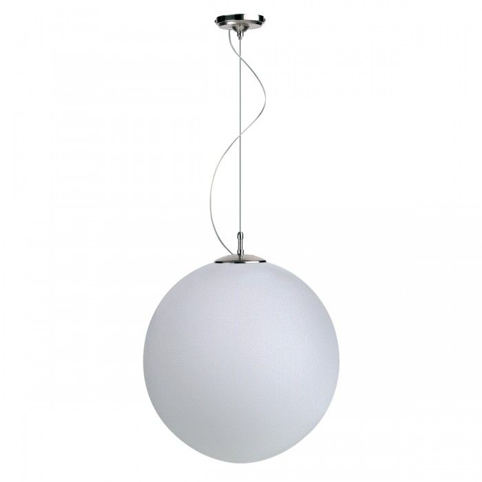 Large Round Globe Pendant Chrome, White 100W QH400 Superlux