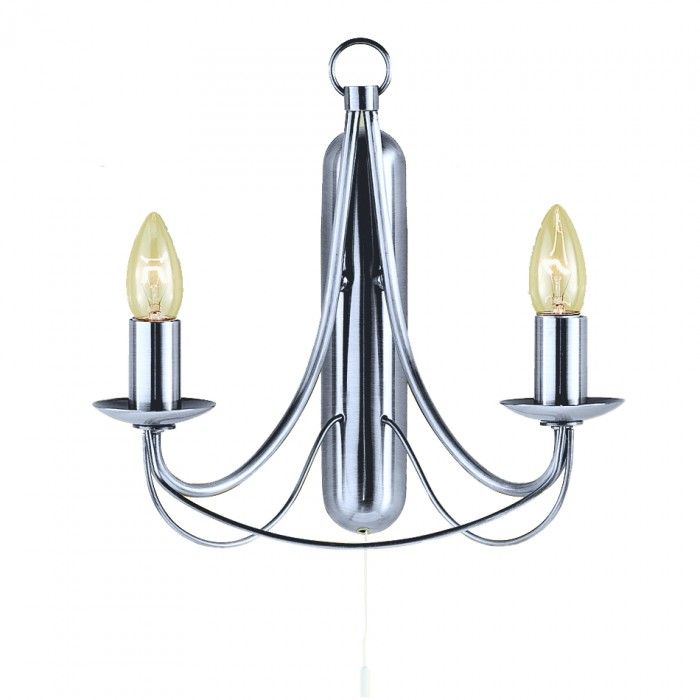 Maypole Wall Light Candelabra Satin Chrome 60W R6342-2B-SC Superlux