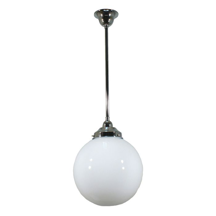 Standard 1/2" Rod Set Pendant - 10" Opal Sphere / Chrome