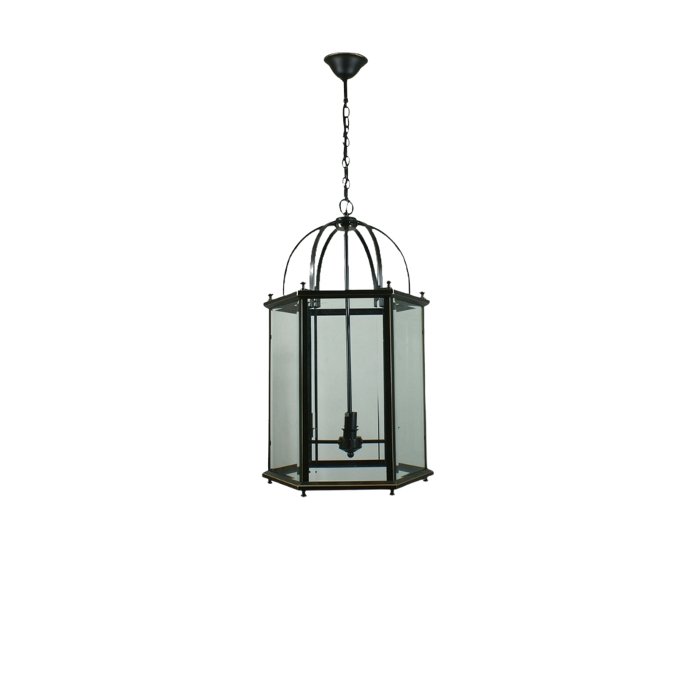 Country Large 1 Light Lantern Pendant Light Bronze 1000123