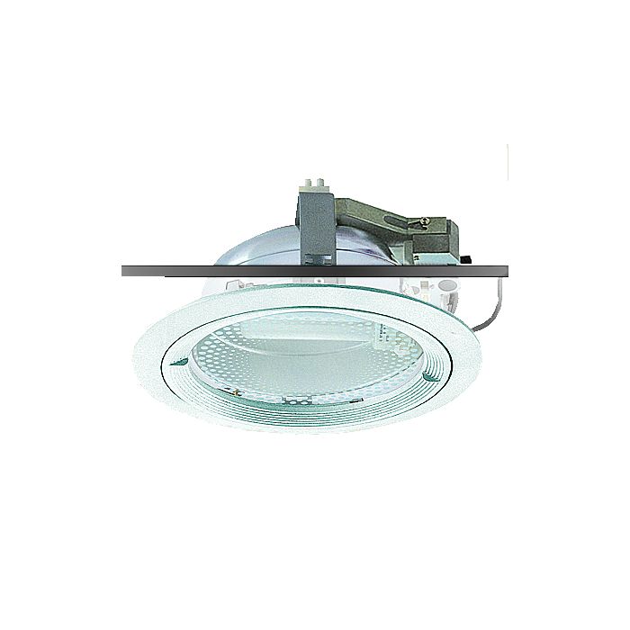 Commercial Fluorescent IP Rated Glass Downlight White 18W SDF77-HG218 Superlux