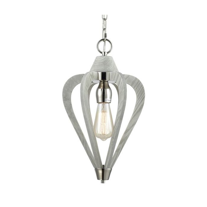 PENDANT ES 60W Polished Nickel & Winter Moss Wood SENORITA4 Cla Lighting