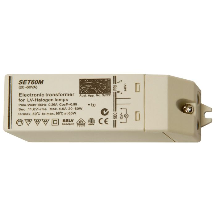 SET60M 20-60VA 12V ELECTRONIC TRANSFORMER -COUGAR LIGHTING