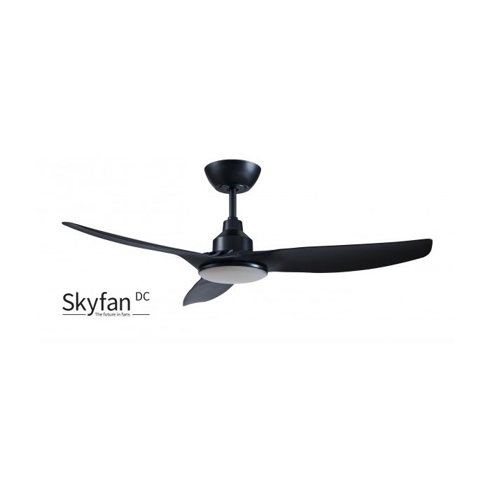 SKYFAN - 48"/1200mm Glass Fibre Composite 3 Blade DC Ceiling Fan with 20W Tri CCT LED Light - Black - Indoor/Covered Outdoor  - SKY1203BL-L