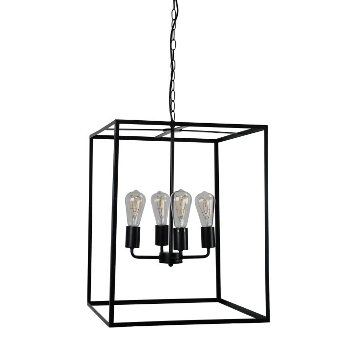 HAMPTON 4 LIGHT PENDANT BLACK no glass - SL64924BK