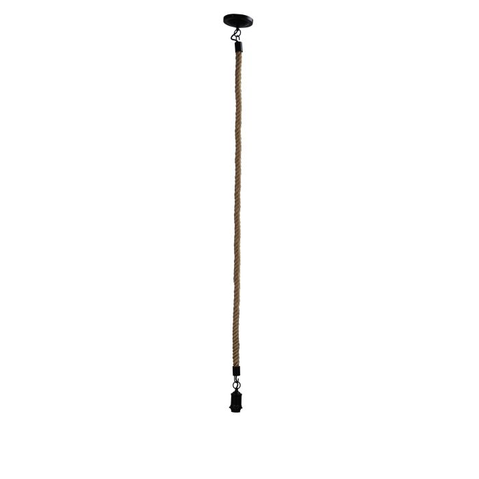 ROPE 2m Long Rope Pendant Matt Black and Coir - SL65012BK