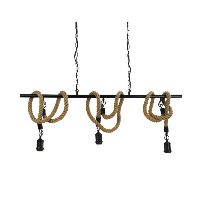 ROPE.3 LIGHT Triple Rope Pendant Matt Black and Coir - SL65013BK