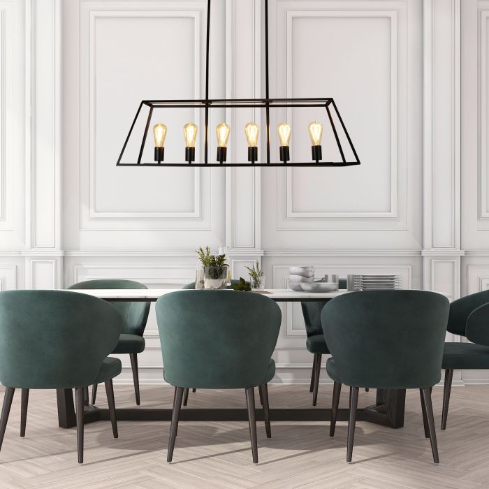 SOUTHPORT.100 Black 6-Light 100cm Urban Retro Pendant - SL66906BK