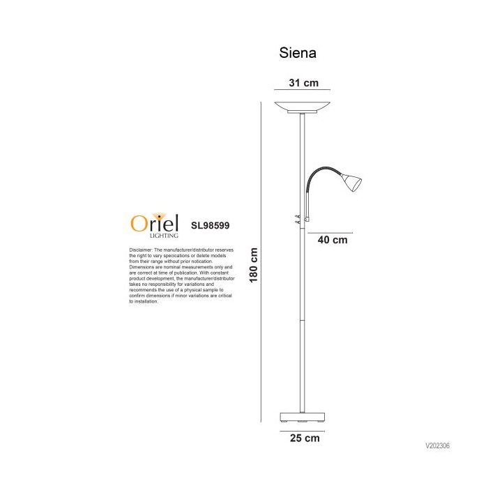 SIENA BR CHROME LED M&C FLOOR LAMP - SL98599BC