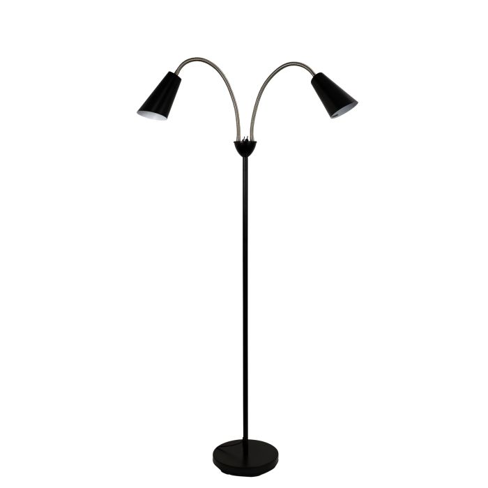 WALT TWIN FLOOR LAMP BRUSHED CHROME + BLACK - SL98812BC