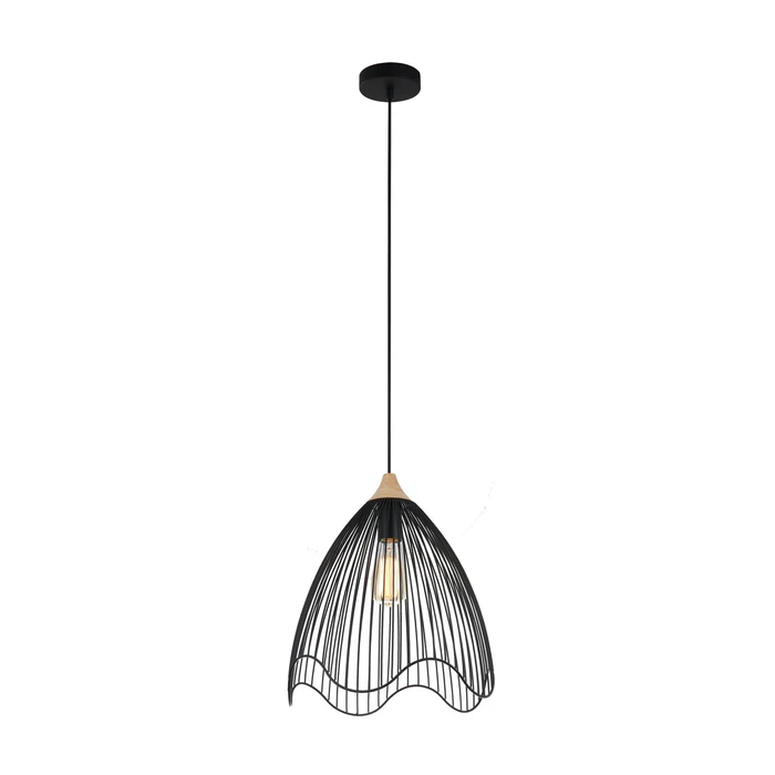  PENDENT ES 60W BLK IRON + WOOD  SPIAGGIA3 Cla Lighting