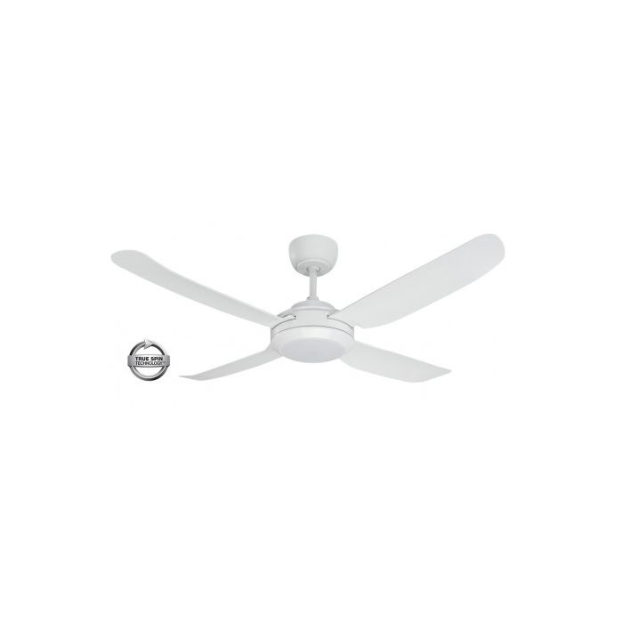 Spinika II 1300mm Glass Fibre Composite 4 Blade Ceiling Fan with True Spin Technology™ motor and Tri Colour Dimmable LED Light included  SPIN1304WH-L