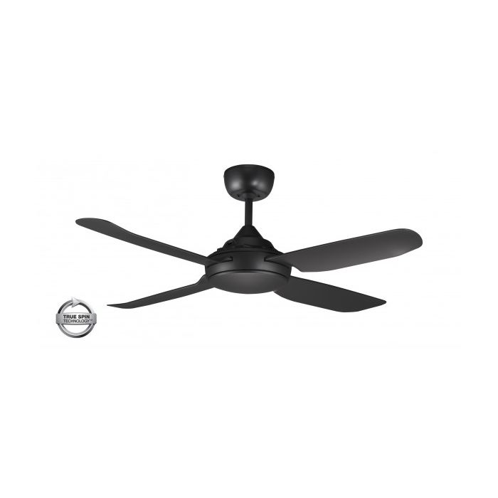 SPINIKA - 48"/1220mm Glass Fibre 4 Blade Ceiling Fan in Matte Black - Indoor/Outdoor/Coastal - SPN1204BL