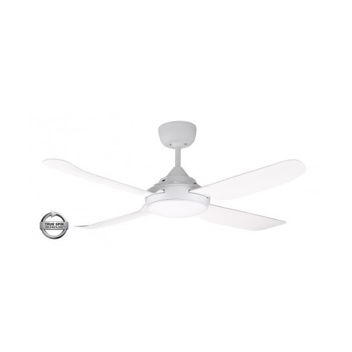 SPINIKA - 48"/1220mm Glass Fibre 4 Blade Ceiling Fan in Satin White - Indoor/Outdoor/Coastal - SPN1204WH