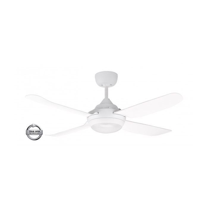 SPINIKA - 52"/1300mm Glass Fibre 4 Blade Ceiling Fan in White with Tri Colour Step Dimmable LED Light NW,WW,CW - Indoor/Outdoor/Coastal - SPN1304WH-L