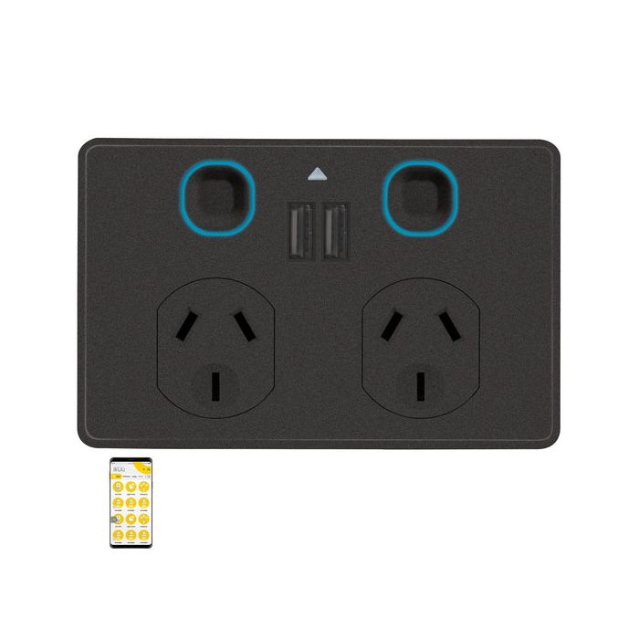 Ikuü Smart Zigbee Double Power Point With USB Dual A -SPPUSB02GMBK