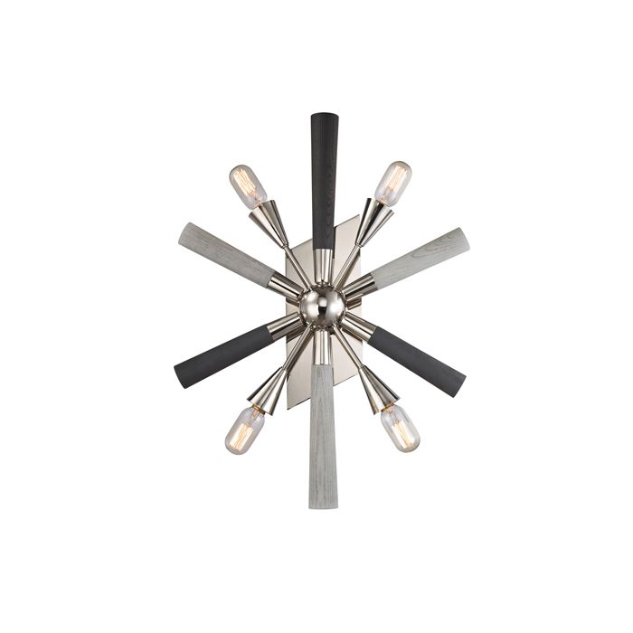 Polished Nickel Dark-Light Grey Wood Wall Light SPUTNIK2