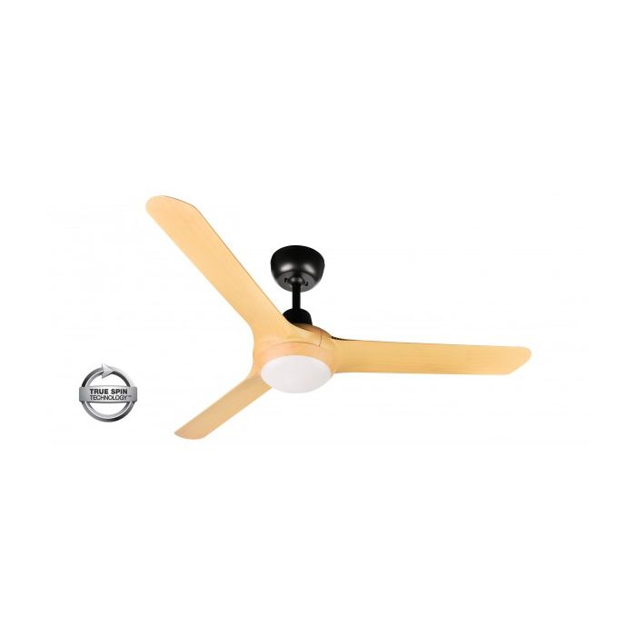 SPYDA - 50"/1250mm Fully Moulded PC Composite 3 Blade Ceiling Fan in Bamboo with  Tri Colour Step Dimmable LED Light NW,WW,CW - Indoor/Outdoor/Coastal - SPY1253BAM-L