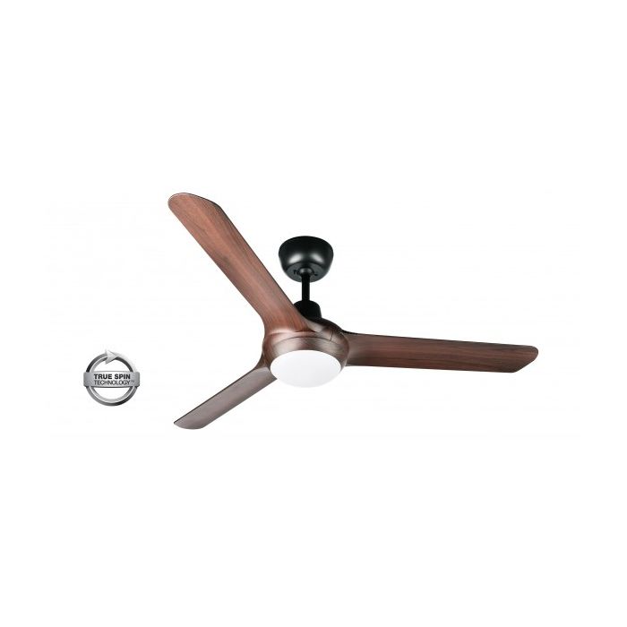 SPYDA - 50"/1250mm Fully Moulded PC Composite 3 Blade Ceiling Fan in Walnut with  Tri Colour Step Dimmable LED Light NW,WW,CW - Indoor/Outdoor/Coastal - SPY1253WN-L