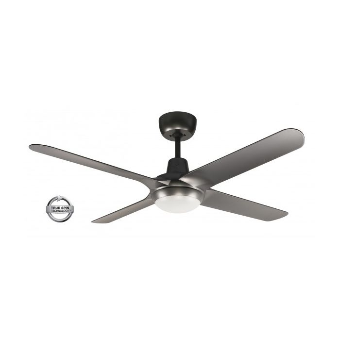 SPYDA - 50"/1250mm Fully Moulded PC Composite 4 Blade Ceiling Fan in Titanium with Tri Colour Step Dimmable LED Light NW,WW,CW - Indoor/Outdoor/Coastal - SPY1254TI-L