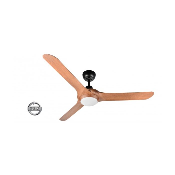 SPYDA - 56"/1400mm Fully Moulded PC Composite 3 Blade Ceiling Fan in Teak with Tri Colour Step Dimmable LED Light NW,WW,CW - Indoor/Outdoor/Coastal - SPY1423TK-L