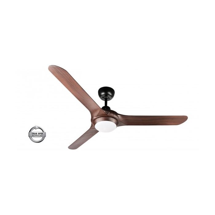 SPYDA - 56"/1400mm Fully Moulded PC Composite 3 Blade Ceiling Fan in Walnut with Tri Colour Step Dimmable LED Light NW,WW,CW - Indoor/Outdoor/Coastal - SPY1423WN-L