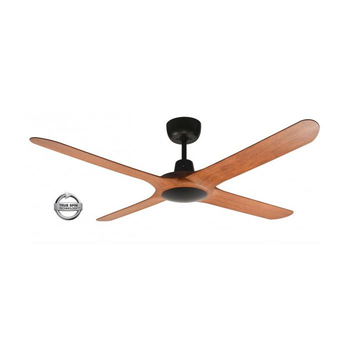 SPYDA - 56"/1400mm Fully Moulded PC Composite 4 Blade Ceiling Fan in Teak - Indoor/Outdoor/Coastal (not light adaptable)  - SPY1424TK