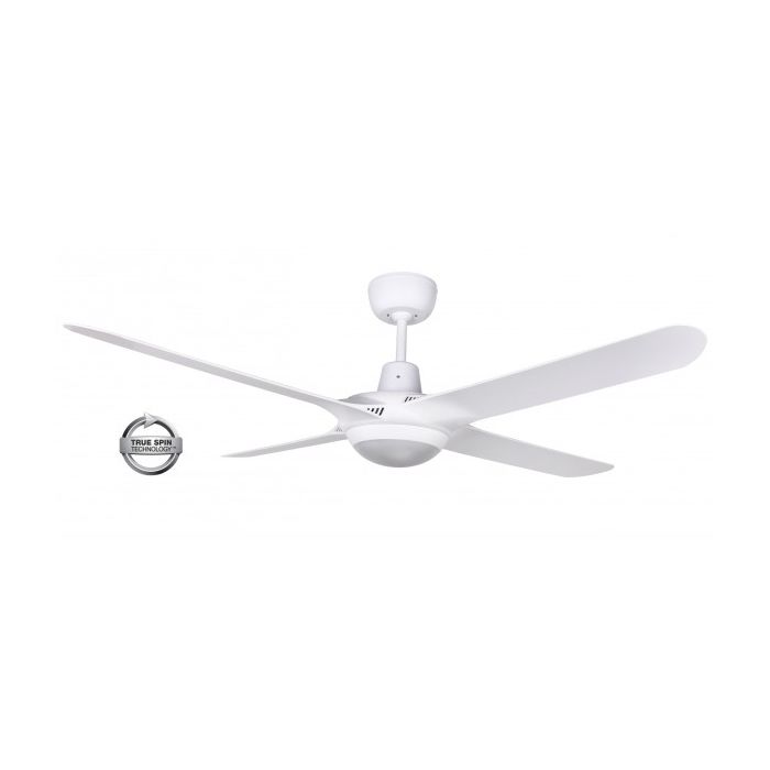 SPYDA - 56"/1400mm Fully Moulded PC Composite 4 Blade Ceiling Fan in Satin White with Tri Colour Step Dimmable LED Light NW,WW,CW - Indoor/Outdoor/Coastal - SPY1424WH-L