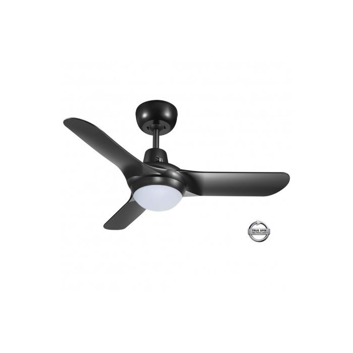 Spyda 900mm Fully Moulded Polycarbonate Composite 3 Blade Ceiling Fan True Spin Technology motor 20 watt Tri colour dimmable LED light SPY903BL-L