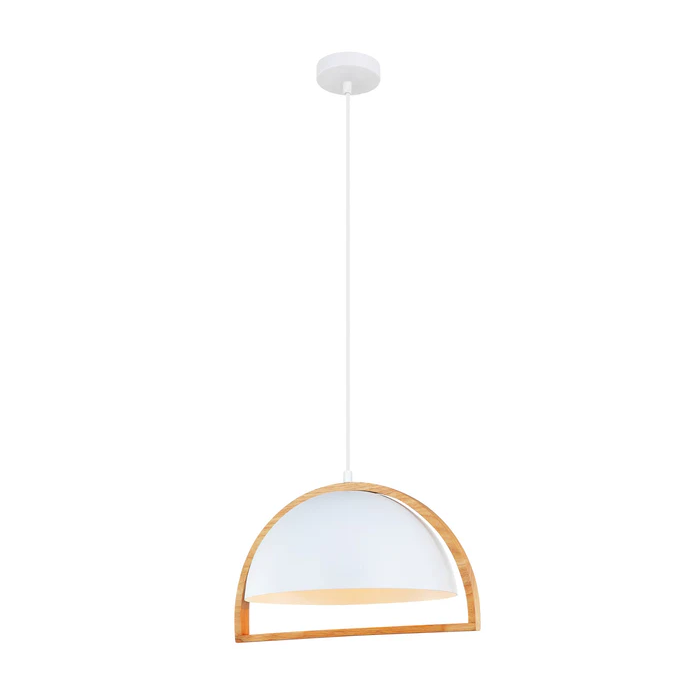  SWING SERIES INFRONT PENDENT ES 60W White Iron + Wood SWING3 Cla Lighting