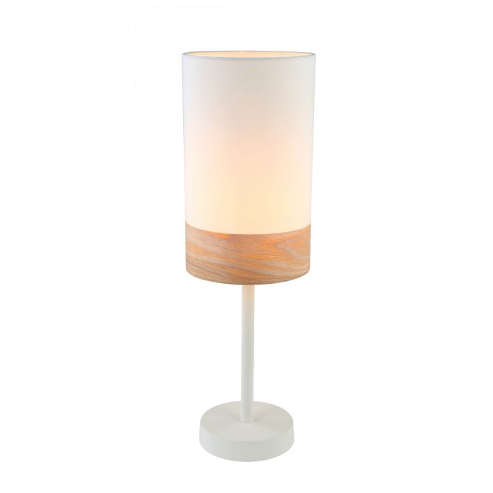 TAMBURA White Cloth Shade With Blonde Wood Trim Small Table Lamp - TAMBURA07TL